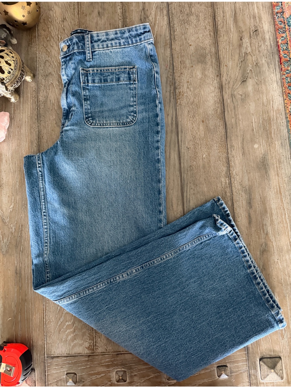 Free Assembly Blue Jeans with Patch Pockets - Picture 11 of 11